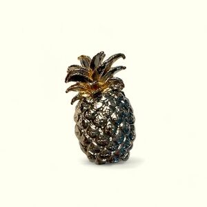 Vintage Pineapple Brooch or Pendant, Gold and Silver Accents, Summer F…